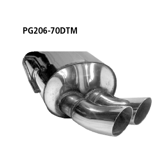 Bastuck Endschalldämpfer mit Doppel-Endrohr DTM 2x Ø 70 mm für PEUGEOT 206+ (T3E) 1.4 i - 55 KW / PG206-70DTM