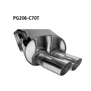 Bastuck Endschalldämpfer mit Doppel-Endrohr 2x Ø 70 mm für PEUGEOT 206 SW (2E/K) 1.1 - 44 KW / PG206-C70T