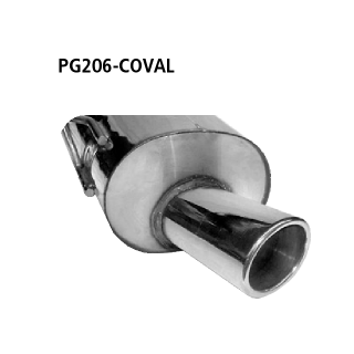 Bastuck Endschalldämpfer mit Einfach-Endrohr Oval 110x 70 mm für PEUGEOT 206 CC (2D) 2.0 S16 - 100 KW / PG206-COVAL
