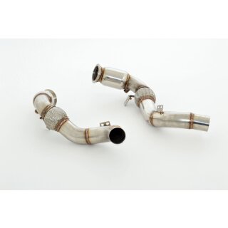 Friedrich Motorsport 2x 76mm Downpipe mit 200 Zellen Sport-Kat. Edelstahl / 981347-X3-DPKA