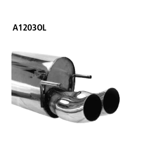 Bastuck Endschalldämpfer mit Doppel-Endrohr DTM 2x Ø 76 mm Corsa für OPEL CORSA B (73_, 78_, 79_) 1.2 i 16V - 48 KW / A1203OL