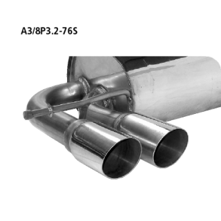 Bastuck Endschalldämpfer mit Doppel-Endrohr 2x Ø 76 mm 20° schräg geschnitten für AUDI A3 (8P1) S3 quattro - 195 KW / A3/8P3.2-76S