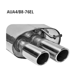 Bastuck Endschalldämpfer mit Doppel-Endrohr 20° schräg mit Lippe LH 2x Ø 76 mm für AUDI A4 (8K2, B8) 1.8 TFSI quattro - 125 KW / AUA4/B8-76EL