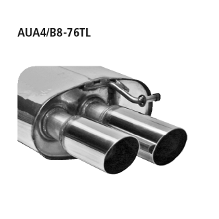 Bastuck Endschalldämpfer mit Doppel-Endrohr 20° schräg LH 2x Ø 76 mm für AUDI A5 (8T3) 2.0 TDI - 130 KW / AUA4/B8-76TL