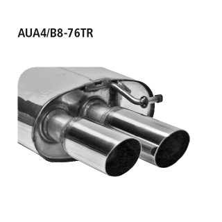 Bastuck Endschalldämpfer mit Doppel-Endrohr 20° schräg RH 2x Ø 76 mm für AUDI A5 (8T3) 3.0 TDI quattro - 155 KW / AUA4/B8-76TR