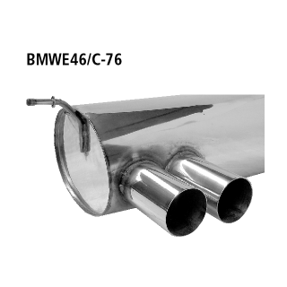 Bastuck Endschalldämpfer mit Doppel-Endrohr LH 2x Ø 76 mm für BMW 3 Compact (E46) 316 ti - 85 KW / BMWE46/C-76