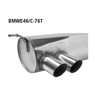 Bastuck Endschalldämpfer mit Doppel-Endrohr LH 2x Ø 76 mm 20° schräg geschnitten für BMW 3 Compact (E46) 318 ti - 105 KW / BMWE46/C-76T