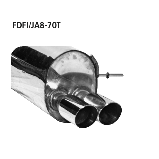 Bastuck Endschalldämpfer mit Doppel-Endrohr 2x Ø 70 mm 20° schräg geschnitten für FORD FIESTA VI 1.6 TDCi - 66 KW / FDFI/JA8-70T